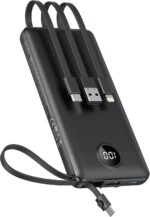 VEEKTOMX Portable Charger with Built-in Cables 10000mAh Power Bank for