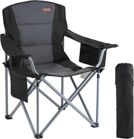 VEVOR Camping Folding Chair, Portable Heavy Duty Outdoor Quad Lumbar