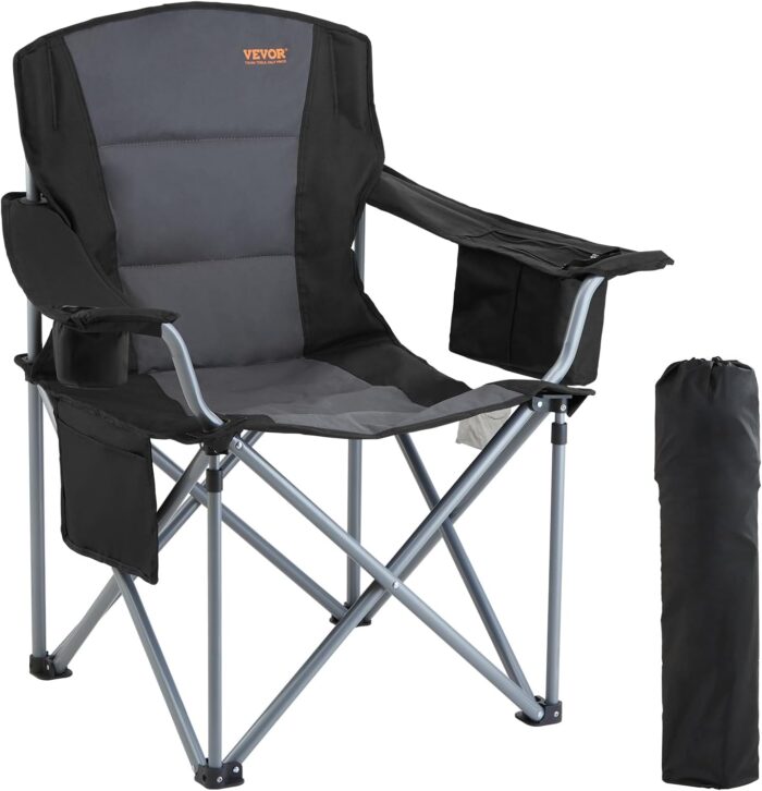 VEVOR Camping Folding Chair, Portable Heavy Duty Outdoor Quad Lumbar