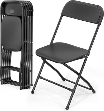 VINGLI 6 Pack Black Plastic Folding Chair, Indoor Outdoor Portable