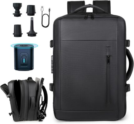 Vacuum Backpack Travel with Pump,60L Expandable Backpack with