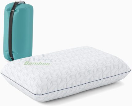 Vaverto Small Memory Foam Bed Pillow for Camping - Compressible Medium