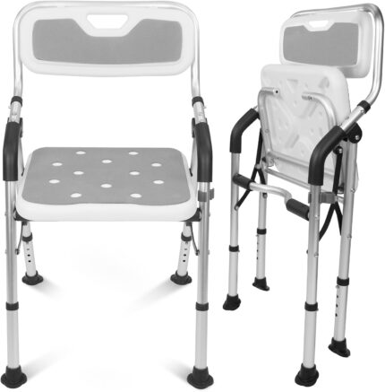 Vive Shower Chair For Elderly And Disabled - Folding Seat With Arms
