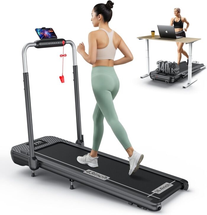 WELLFIT [340+ lbs Capacity] Foldable Walking Pad Treadmill