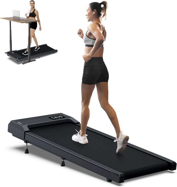 WELLFIT Walking Pad Treadmill with 10% Incline, Under Desk