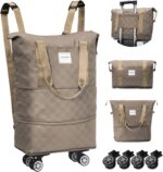 WOOMADA Expandable Foldable Rolling Duffel Bag with Wheels, Detachable