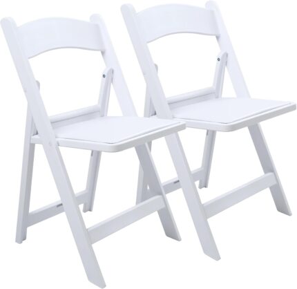 White Resin Folding Chair with Cushion & Backrest,700LB Weight