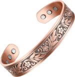 Women's Floral Crystal Magnetic Copper Cuff Bracelet - Adjustable