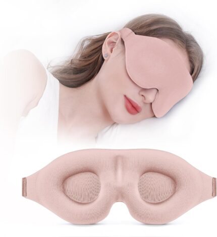 YIVIEW Sleep Mask for Side Sleeper, Complete Light Blocking 3D Pink
