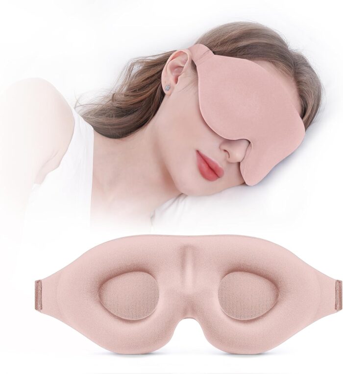 YIVIEW Sleep Mask for Side Sleeper, Complete Light Blocking 3D Pink