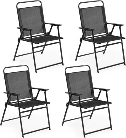 Yaheetech Outdoor Patio Folding Chairs Set of 4, Portable Dining