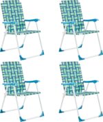 Yaheetech Patio Webbed Lawn Chairs, Outdoor Nylon Fabric Portable