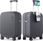 mixi Carry On Luggage with Cup Phone Holder Hard Shell Rolling Travel