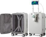 mixi Carry On Luggage with Cup Phone Holder and Charger Hard Shell