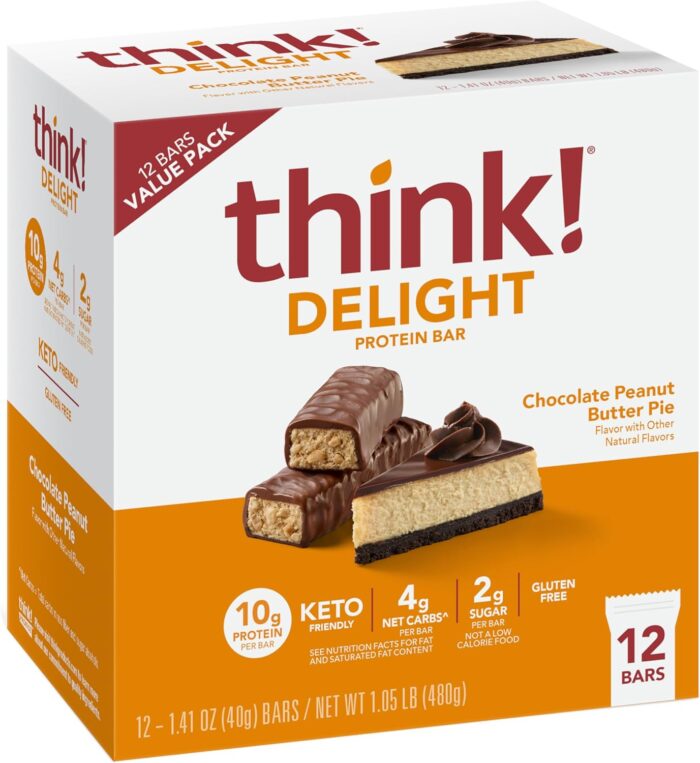 think! Delight Protein Bars, Gluten Free Snack - Chocolate Peanut