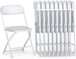 10 PACK White Foldable Plastic Chair | Folding & Stackable | 350 lbs