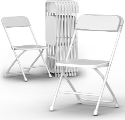 10 Pack White Folding Chair,Plastic Folding Chair for Indoor