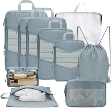 10 Set Compression Packing Cubes for Travel, Suitcase Organizer Bags