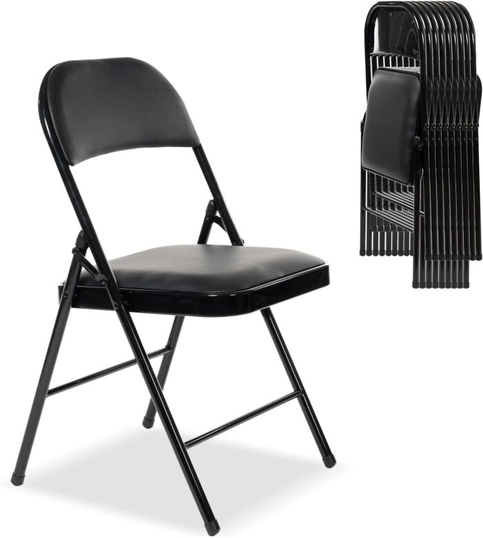 100 Pack Folding Chairs with Padded Seats, Padded Folding Chair with