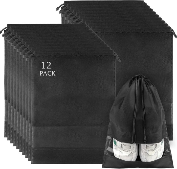 12 Pack Large Shoe Bags for Packing with Clear Window, Dustproof