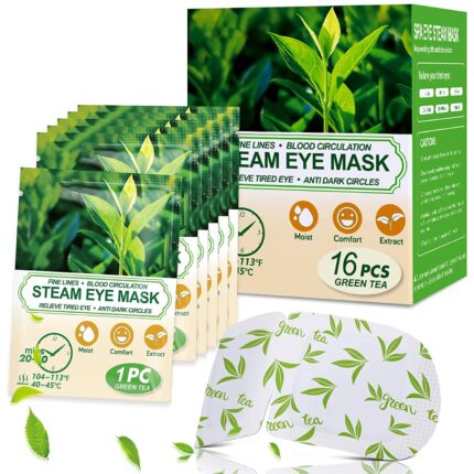 16 Packs Steam Eye Masks for Dry Eyes, Green Tea Warm Eye Mask, Relief