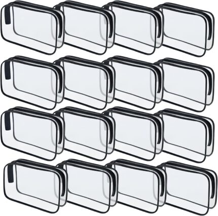 16 Pieces Clear Makeup Bags Bulk, TSA Approved Toiletry Bag for Travel