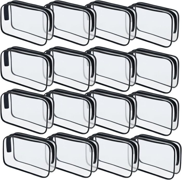 16 Pieces Clear Makeup Bags Bulk, TSA Approved Toiletry Bag for Travel