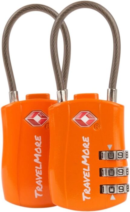 2 Pack TSA Approved Travel Combination Cable Luggage Locks for