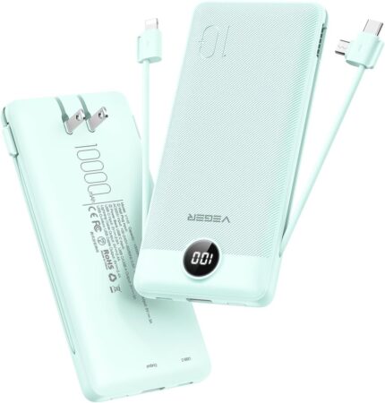 VEGER Portable Charger for iPhone with Built in Cables and Wall Plug,