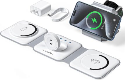 UCOMX 3 in 1 Charging Station for Multple Devices,Foldable 3 in 1