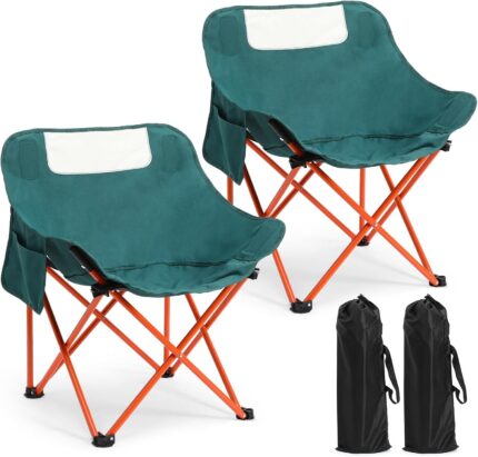 2 Pack Compact Camping Chairs Portable Folding for Outside with Carry