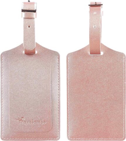 Travelambo Luggage Tags for Suitcases Faux Leather Privacy Protection