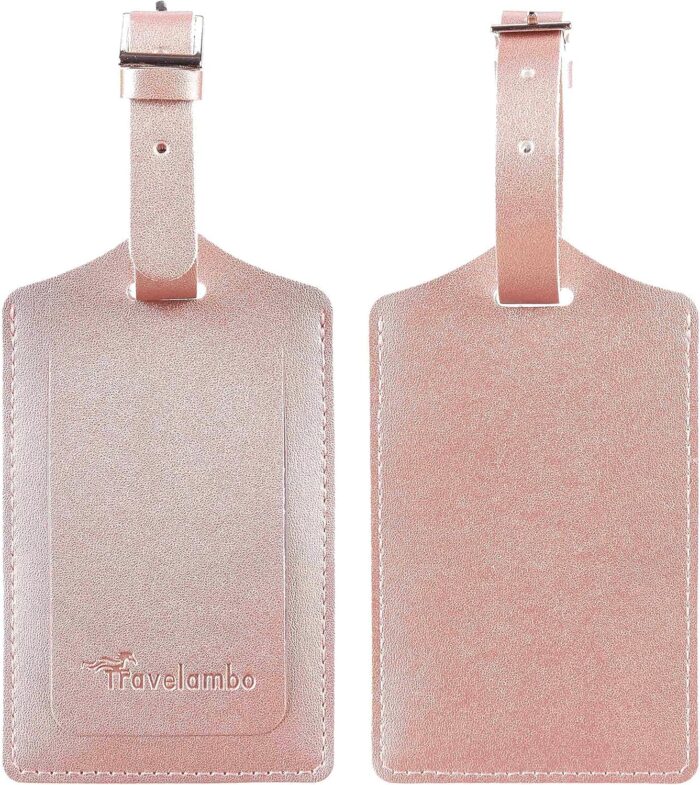 Travelambo Luggage Tags for Suitcases Faux Leather Privacy Protection