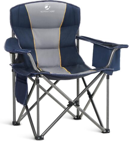 ALPHA CAMP Oversized Camping Folding Chair Heavy Duty with Cooler Bag