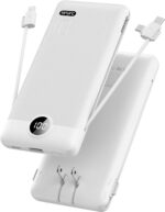 VRURC Portable Charger Built-in Cables and AC Wall Plug, USB C Power