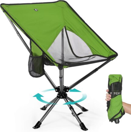 Swivel Portable Chair - Small Compact Collapsible Folding Chairs for