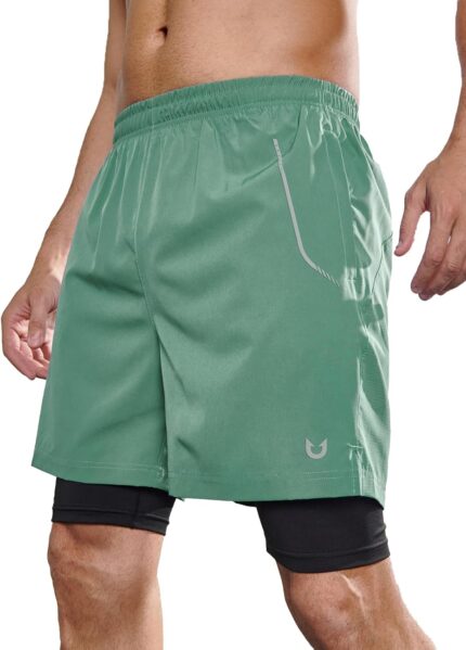 NORTHYARD Men's 2 in 1 Workout Shorts 5" Running Athletic