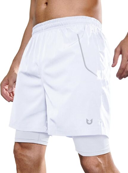 NORTHYARD Men's 2 in 1 Workout Shorts 5" Running Athletic
