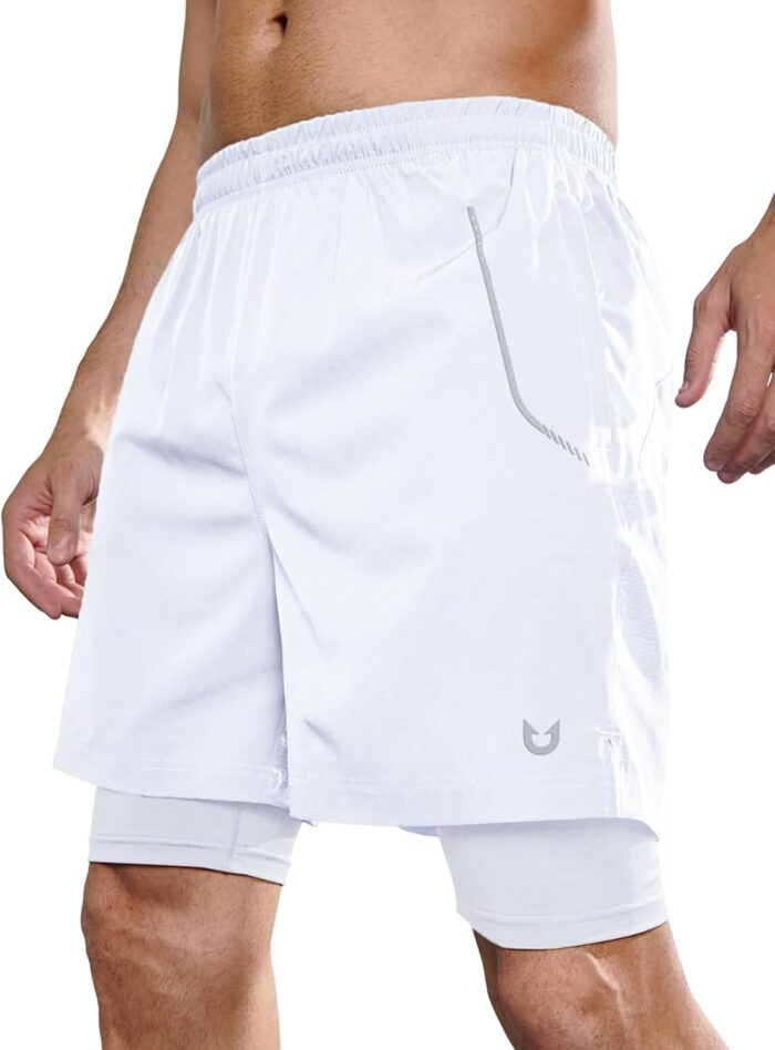 NORTHYARD Men's 2 in 1 Workout Shorts 5" Running Athletic