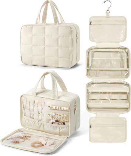 BAGSMART Travel Toiletry Bag with Jewelry Organizer, Hanging Travel