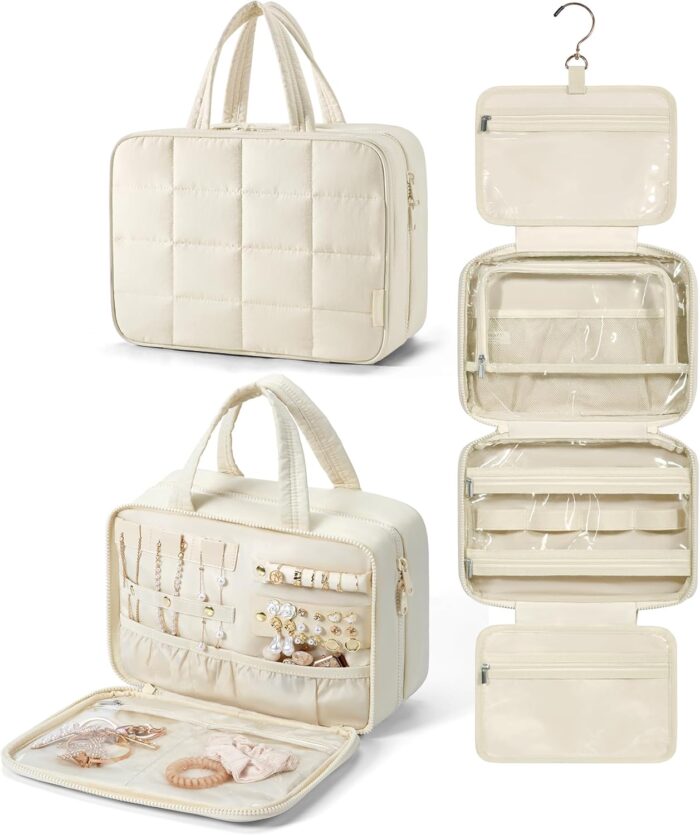 BAGSMART Travel Toiletry Bag with Jewelry Organizer, Hanging Travel
