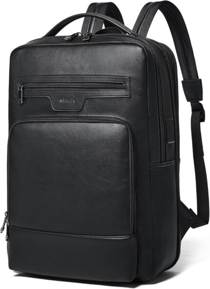 Shrrie Leather Laptop Backpack for Women and Men,28 L Travel Backpack