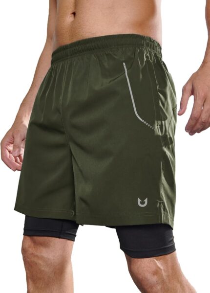 NORTHYARD Men's 2 in 1 Workout Shorts 5" Running Athletic