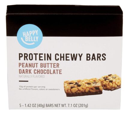 Amazon Brand - Happy Belly Protein Chewy Bars Peanut Butter & Dark