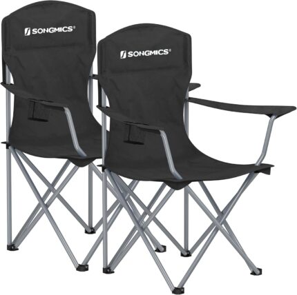 SONGMICS 2 Pack Folding Camping Chairs, Load 330 lb, Cup Holder and