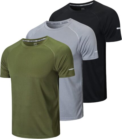 frueo Men's 1/3 Pack Workout Shirts Quick Dry Moisture