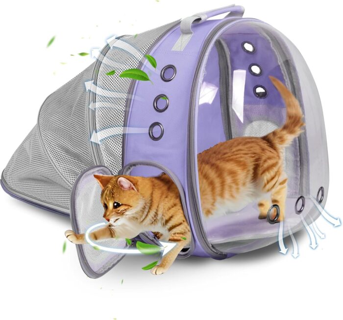 Cat Backpack Carrier Bubble Expandable Foldable Breathable Pet Carrier