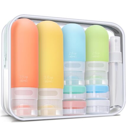 18 Pcs Travel Size Toiletries Set,Leak Proof Squeezable Silicone