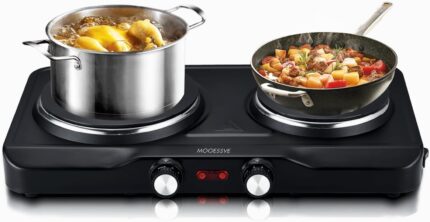 1800W Electric Hot Plate for Cooking, Double Burner with 7.2"&6.1"