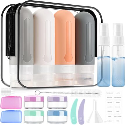 19 Pack Leak Proof Silicone Travel Bottles Set, TSA Approved